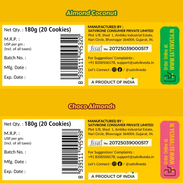 SV Almond Coconut + Choco Almonds 180g Combo Manufacturi SV Almond Coconut + Choco Almonds 180g Combo Manufacturi