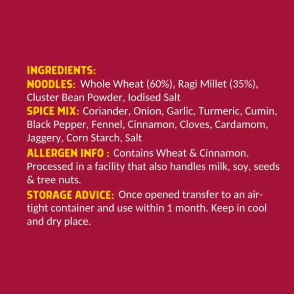 SV Ragi Millet Noodles 192g Ingredients SV Ragi Millet Noodles 192g Ingredients